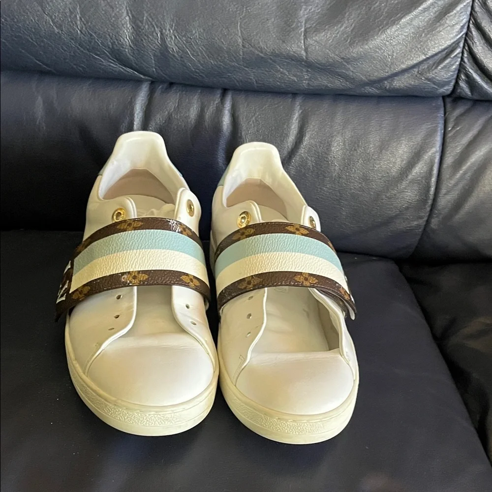 Louis Vuitton White and Brown Sneakers - Picture 1 of 8